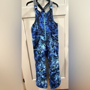 SOLD - Obermeyer Teal and Black print Ski Bibs Outerwear